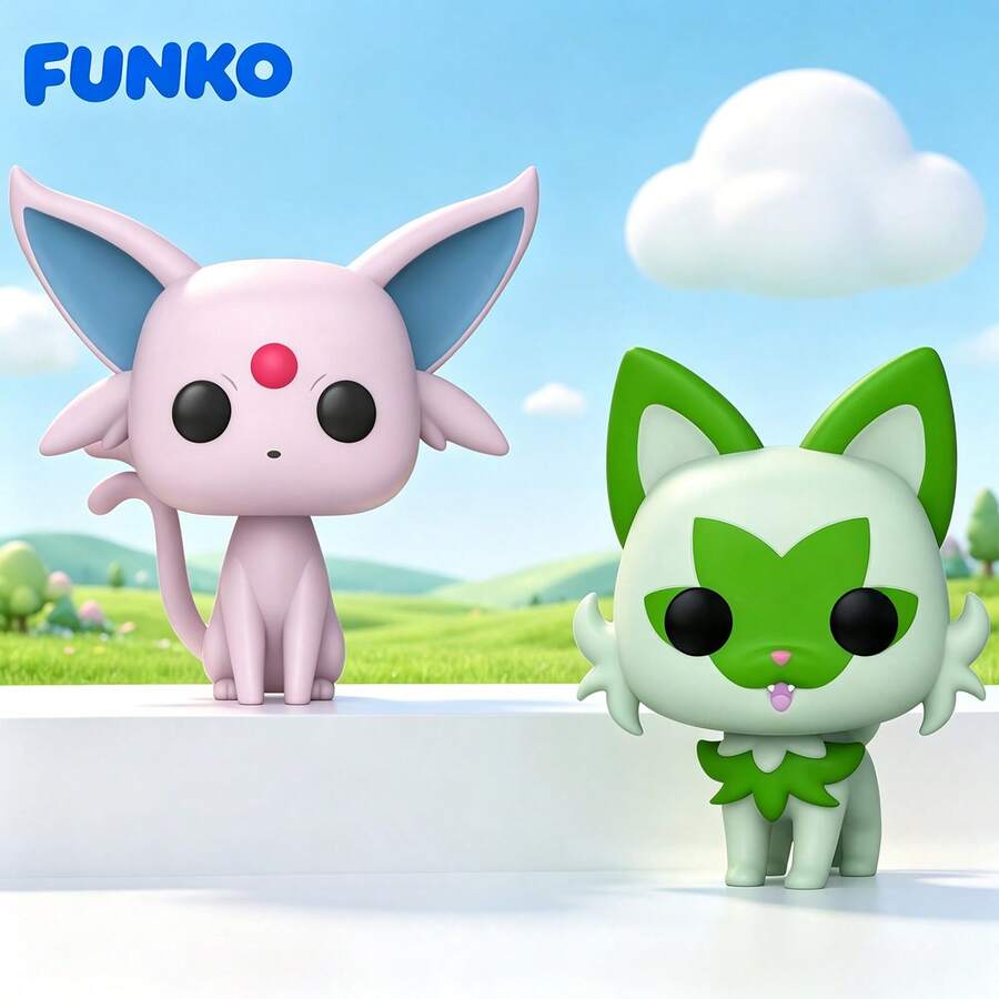 Funko Pokémon Series - Sprigatito (European/African/Middle Eastern Version), Sun Eevee (Clear Version), Collectible Vinyl Figure, Official Authentic Figure, Collector's Edition Figure, 1 Pack