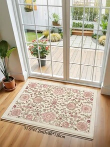 1pc Pink Floral Print Living Room Rug, Suitable For Kitchen, Dining Room, Bedroom, Room Holiday Decor, Indoor/Outdoor, Office, Lobby, Non-Slip Doormat, Bathroom Rug, Hallway, Study, Gaming Area - Pink - View 20