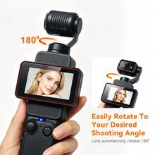 Cámara digital portátil de mano con pantalla giratoria abatible, rotación frontal/trasera de 180°, rotación derecha de 90°, compatible con flash, disparo nocturno, enfoque automático, modo paisaje/retrato, tarjeta SD integrada de 64GB y batería de 1000mAh - Ver 5