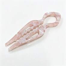 Acetate U-Shaped Double-Prong Hair Stick, Women's Daily Bun Fixing Hair Accessory - Multicolor - View 20