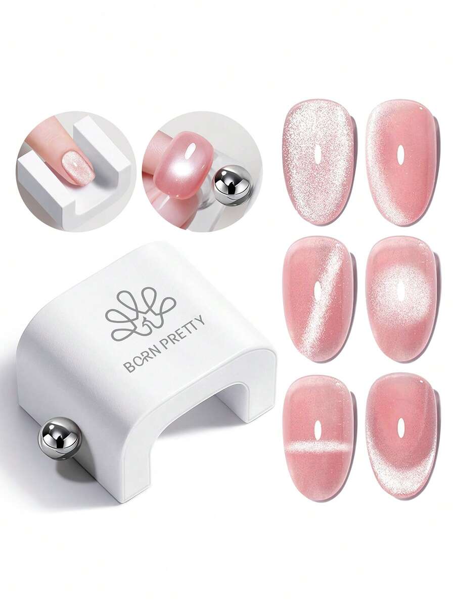 BORN PRETTY 1pc White Rotating Cat Eye Magnetic Nail Art Tool, Strong Magnet Fast Shaping, Suitable For Beginners, Home & Salon Nail DIY - White - View 1