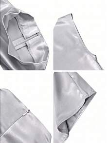 Women's Elegant Solid Satin Blouse, Suitable For Dates And Office Summer - Grey - View 6