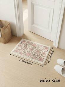 1pc Pink Floral Print Living Room Rug, Suitable For Kitchen, Dining Room, Bedroom, Room Holiday Decor, Indoor/Outdoor, Office, Lobby, Non-Slip Doormat, Bathroom Rug, Hallway, Study, Gaming Area - Pink - View 16