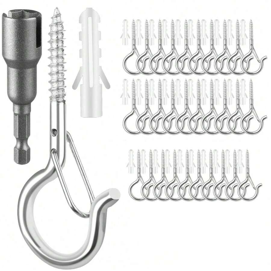 1/5/10/20pcs Ceiling Hooks For String Lights, Plants & Wind Chimes, Christmas Outdoor Hanging Hooks - Multicolor - View 1