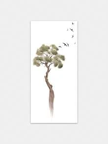 1pc Temporary Tattoo Sticker, Lone Tree & Flying Birds Pattern, Realistic Tattoo Design, Suitable For Daily Wear, Bachelorette Party Favors, Music Festivals, Games, Graduation Gifts, Lasts 3-5 Days - Multicolor - View 3