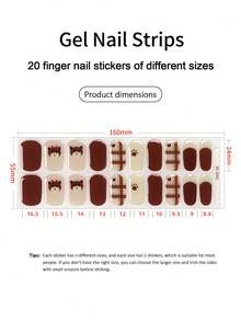 Christmas Semi Cured Gel Nail Strips, 20Pcs Long Lasting Salon Quality Wraps, Easy Apply & Remove Gel Nail Stickers With UV Light - Redwood - View 4