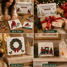 DIY Sea Glass Mosaic Art Kit With Desktop Easel, Rhinestone Diamond Painting Craft Set For Beginners, Fireplace Mantel, Christmas And Autumn Home Decor - 1 Set - View 6