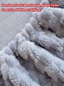 1pc Thick Soft Faux Rabbit Fur Fitted Mattress Cover (Single Fitted Sheet), Warm To The Touch, Breathable And Moisture-Wicking, Deep Pocket Elastic Fitted Sheet, 360° Non-Slip Mattress Cover, Perfect For Bedroom Decor, Easy To Remove And Machine Washable - Premium Grey - View 10