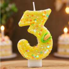 Glitter Number Birthday Candle 0-9 W/ Cute 3D Mini Corn Decor & Free Wax Drip Protector, Sparkly Yellow Digit Cake Topper, Farm Harvest Theme Cake Candle For Fall Thanksgiving Kids Birthday Party Decoration - Multicolor - View 18