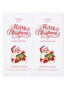 50 Buah Stiker Segel Kado Natal, Label Selamat Natal, Dekorasi Pembungkus Kado Liburan Meriah, Segel Kemasan Perekat, Perlengkapan Kotak Suvenir Pesta - MultiWarna - View 3