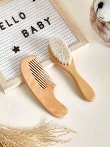 Soft Brush Set And Small Wooden Comb For Baby Hair Cleaning, Bathroom Cleaning Tools, Suitable For All Hair Types, Portable Dry Hair Care Set - Multicolor - View 9
