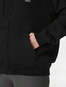 Nike Jaket Kasual Wanita Model Baru, Longgar, Bernapas, dan Berkerudung untuk Olahraga - Hitam - View 3