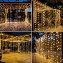1pc 3M*3M 300LED Solar Copper Wire Fairy String Lights With Hooks, 8 Modes Automatic Light Sensor, Outdoor Garden Balcony Wedding Christmas Valentine's Day Party Decoration - 3M*3M300LED - View 4