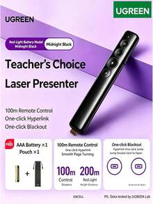 UGREEN LP479 Laser PPT Turner, Kontrol Jarak Jauh Nirkabel 2.4G 100 meter, Lampu Merah yang Dapat Diatur Tiga Tingkat, Ideal untuk Pengajaran, Konferensi, Presentasi, dan Pameran. - View 1