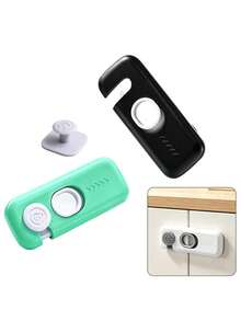 4pcs/2pcs Children Drawer Lock Cabinet Lock, Drill-Free Baby Anti-Pinch Anti-Open Door Closer Fixed Buckle Lock, Suitable For Refrigerator, Cabinet, Drawer And Double Door - Multicolor - View 1
