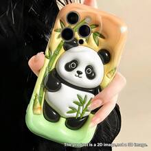 1pc Colorful Background Cute Panda Eating Bamboo Pattern Phone Case Compatible With Apple 18PROMAX/18PRO/18/17PROMAX/16promax/15promax/14promax/13promax/12promax/11promax/Compatible With Samsung S26/2524321U Phone Case Compatible With Redmi Note 1514PRO Compatible With Moto Compatible With Transsion Compatible With OPPO Phone Case - Off-white - View 5
