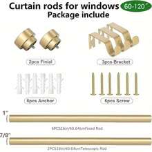 1PC Gold Shower Curtain Rod, 1 Inch Diameter Heavy Duty Modern Adjustable Telescoping Curtain Rods, End Caps Feature A Layered Design, Suitable For Bedroom, Bathroom And Multi-Scene Use - Gold-1pc - View 6