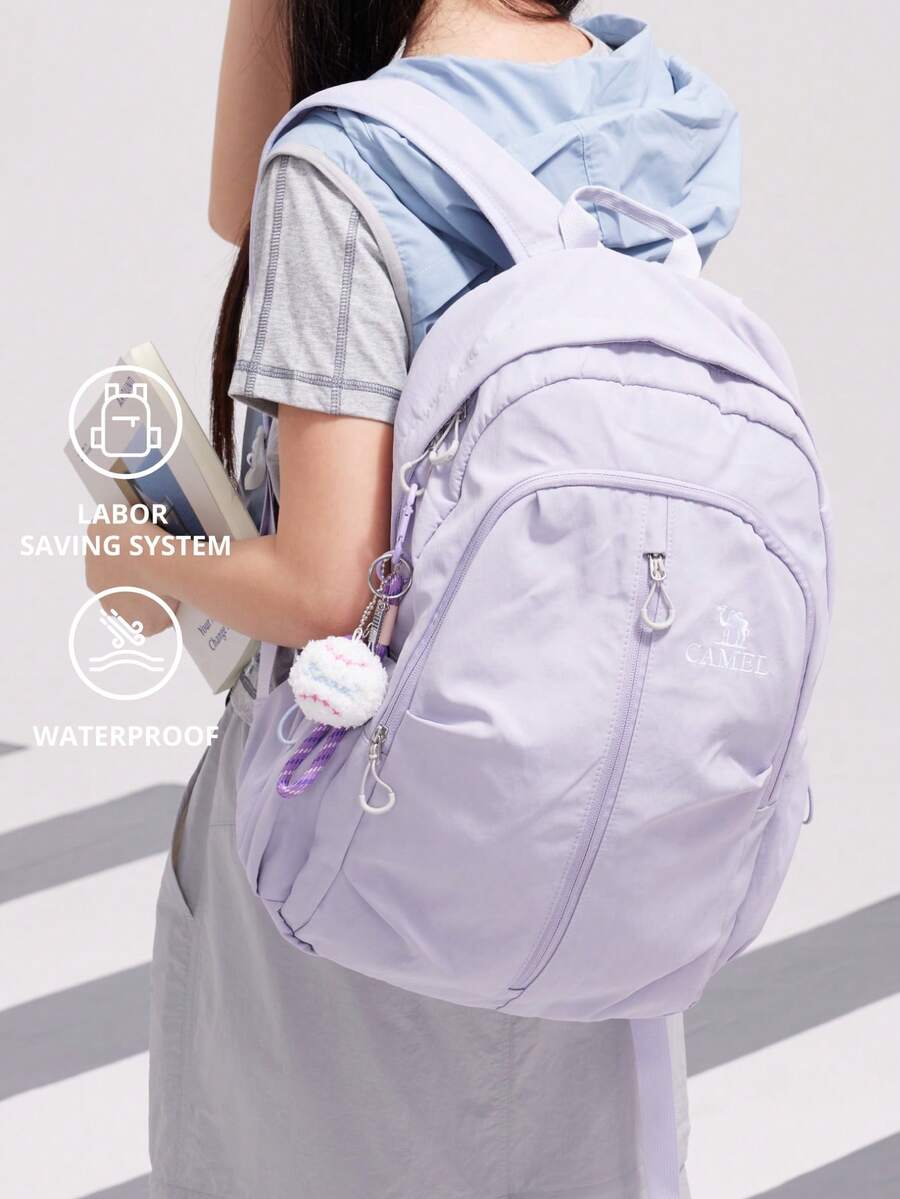 CAMEL CROWN Large Capacity Travel Backpack, Lightweight Casual Sports Backpack, Portable Daily Use Backpack, Suitable For Outdoor Hiking And Climbing - Lilac - View 1