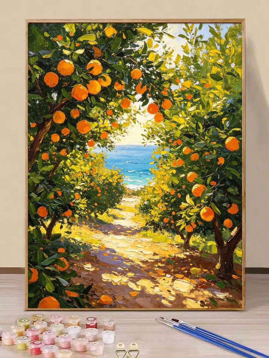 مجموعة رسم رقمي للمبتدئين البالغين بموضوع منارة الشاطئ، مجموعة رسم رقمي للبالغين على قماش، رسم رقمي DIY، تستخدم لديكور جدران المنزل. - A - مشاهدة 1