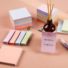 1pc Morandi Color Sticky Notes, Colorful Self-Adhesive Memo Pads, Student Message Notes, Office Stationery Tear-Off Memo Paper, Wholesale - A - View 3