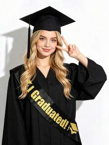 1pc High Quality Adult Graduation Cap, Unisex Black Bachelor Square Cap With Tassel, Adjustable Degree Hat, Suitable For Graduation Ceremony, Party, Cosplay, Best Photo Prop - View 4