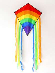 Multi-Tail Curved Diamond Kite, Rainbow Gradient, Durable Fabric, Multiple Streamers, Easy To Fly In Light Wind, 3 Styles Suitable For Outdoor Beach And Lawn - Multi-tail Colorful Diamond Kite-3 - View 7