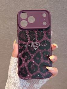 Fashion Dopamine Cherry Red Leopard Print Heart Phone Case Compatible With IPhone 18 Pro Max/18 Pro/18/17 Pro Max/17 Pro/17/16 Pro Max/16/16 Pro/16 Plus/15/15 Pro Max/15 Pro/15 Plus/11/12/13/14 Pro Max/12 Pro/12 Pro Max/13 Pro/13 Pro Max/7 Plus/14 Pro/14 Pro Max/14 Plus Soft Protective Cover Luxury - Cherry Red - View 3