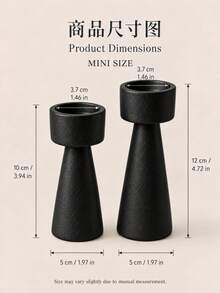 1pc Geometric Candle Holder, Modern Minimalist Design, Perfect For Home Desktop Decoration - Black - View 3