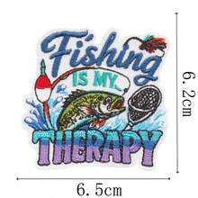 Set Patch Bordir Bahasa Inggris Bertema Memancing, Pola Joran Pancing & Ikan Bass, Patch Tempel DIY untuk Jaket & Ransel Luar Ruangan - MultiWarna - View 12