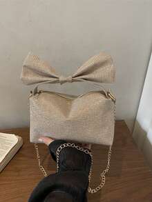 1PC New Minimalist Bowknot Handbag & Crossbody Bag, Casual Elegant Style, Zipper Design, Adjustable Shoulder Strap, Suitable For Daily Outings, Travel, Can Easily Hold Daily Essentials, Versatile Item For Girls, Applicable To Various Styles And Occasions - Multicolor - View 15