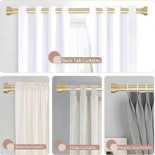 1PC Gold Shower Curtain Rod, 1 Inch Diameter Heavy Duty Modern Adjustable Telescoping Curtain Rods, End Caps Feature A Layered Design, Suitable For Bedroom, Bathroom And Multi-Scene Use - Gold-1pc - View 4