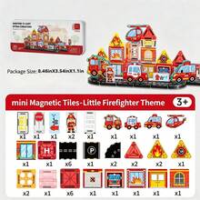 Mini Police Station Magnetic Tiles Building Blocks For Kids, 40PCS STEM City Police Toys Include Policeman,Vehicles,Prison - Multicolor - View 7