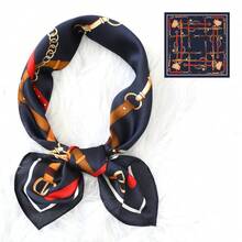 Paisley Print Faux Silk Square Scarf, Multi-Functional Scarf, Headscarf, Decorative Neutral Style - Multicolor - View 11