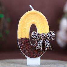 1pc Digital Birthday Candle Leopard Print Bow Cute Girly Atmosphere Color Block Handmade Candle Birthday Party Theme Party Cake Decoration Candle Number Candle - View 13