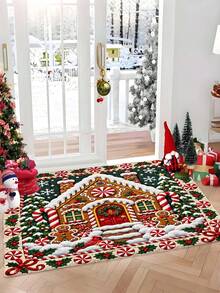 Keset Pintu Bermotif Rumah Kue Jahe Natal, Anti Selip, Menyerap Air, Mudah Dibersihkan, Keset Masuk Persegi Panjang, Dekorasi Liburan Musim Dingin Natal untuk Pintu Masuk dan Ruang Tamu - Beraneka warna - View 9