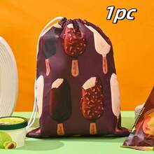 1/3PCS Cartoon Print Insulated Bag, Nylon Fabric With Built-In Aluminum Foil Thermal Layer, Keeps Fresh And Cold, Large Capacity Design, Easily Stores Ice Cream, Popsicles, Fruits, Fresh Ingredients, Suitable For Outdoor Travel. Drawstring Closure Design, Pull The Rope To Tighten The Bag Opening, Easy To Access Items. Multiple Cute Patterns Available, High Aesthetic Value, Versatile For Daily Use. - View 18