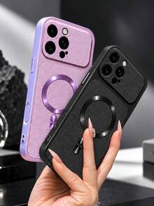 MewTrek Luxury Lychee Texture PU Leather Phone Case, Metal Ring Attachment, Large Camera Cutout, Full Coverage Shockproof & Anti-Drop Protective Shell, Compatible With IPhone, Galaxy, Honor, Reno, MOTO - Black - View 6