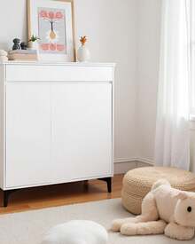 Clóset Infantil Hudson,Ropero para Niños con 2 Puertas y 2 Cajones,Mueble Organizador de Ropa y Calzado, Diseño Moderno y Durable. - BLANCO - Ver 1