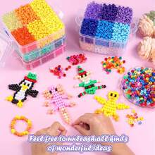 4500 Pieces Rainbow Large Hole Pony Beads, Assorted Color Plastic Beads With Portable Stackable Storage Box, DIY Bracelets Necklaces Keychains Handmade Craft Jewelry Making Supplies - A - View 4