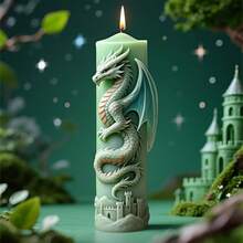 3D Dragon & Castle Silicone Candle Mold - Flexible & Reusable, Suitable For Making Candles, Soaps, Resin Casting And Home Decor, With Exquisite Details - Sold Individually - White - View 3