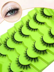 ENCHUW 7 Pairs Full Strip False Eyelashes Volumized Fluffy Natural Looking 3D Tapered Tip Design Lightweight & Soft For Daily Wear - Black - View 3