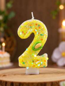 Glitter Number Birthday Candle 0-9 W/ Cute 3D Mini Corn Decor & Free Wax Drip Protector, Sparkly Yellow Digit Cake Topper, Farm Harvest Theme Cake Candle For Fall Thanksgiving Kids Birthday Party Decoration - Multicolor - View 9