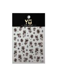 1 Sheet Christmas Nail Stickers, Flat Ink Wash Snowflake & Christmas Tree Design, Minimalist Versatile Self-Adhesive Nail Art Decorations - Multicolor - View 7
