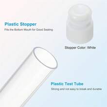 50/100件組 100x12mm 塑料透明圓底試管容器套組，含塞子與5/10件漏斗，適用於植物、珠飾、派對飲品、DIY禮品、手工藝與科學實驗，白色 - 1套 - 查看 5