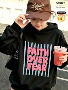 2026 Autumn/Winter Custom Loose Black Sweatshirt, Blue Striped And Letter Print, Casual Street Style - Black - View 10