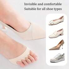 2pcs Women's Front Foot Five-Toe Pads For High Heels - Half-Insole Foot Care Anti-Slip Toe Socks Insertable Toe Pads, High Heel Toe Support - Quarter Socks - View 8