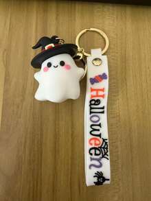 1pc Halloween Pumpkin Keychain, Cute Cartoon Pumpkin Pendant, Soft Rubber Key Ring, Car Charm, Bag Accessory, Holiday Gift - Multicolor - View 12