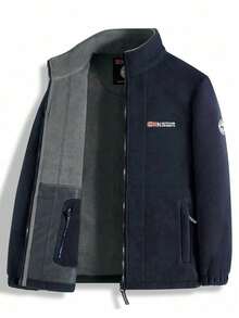 Men's Autumn/Winter Fleece Jacket, Lightweight And Soft, Suitable For Daily Commute, Hiking, Camping And Weekend Trips - Navy Blue - View 2