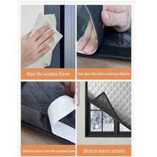 Edged Thermal Insulating Blackout Curtains, Windproof And Warm In Winter, UV-Blocking Shading In Summer, Suitable For Bathroom, Kitchen And Bedroom, Seal Windows, Blackout And Soundproof, Easy To Install Without Drilling. - Silver Thermal Curtain - View 10