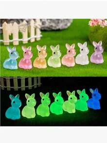 Small Glowing Rabbit Model, Home Decor, Suitable For Holiday Decoration, Potted Plants And Garden, Colorful Glowing Crystal Duck Statue, Ideal Gift For Christmas And Mother's Day - Multicolor - View 3